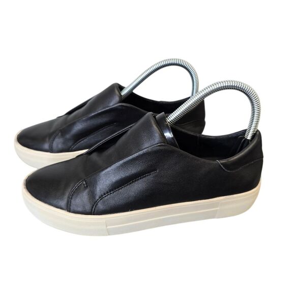 J/SLIDES Women's 7.5 Black Leather Casual Slip On Sneakers - Picture 3 of 15